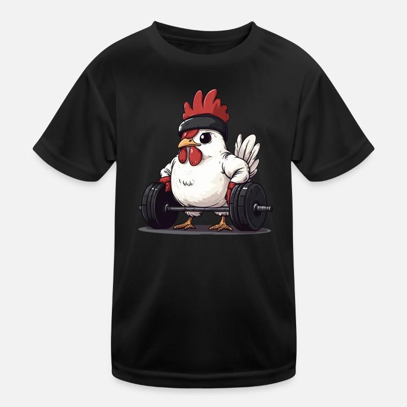 Kreuzheben Huhn Kinder Funktions-T-Shirt