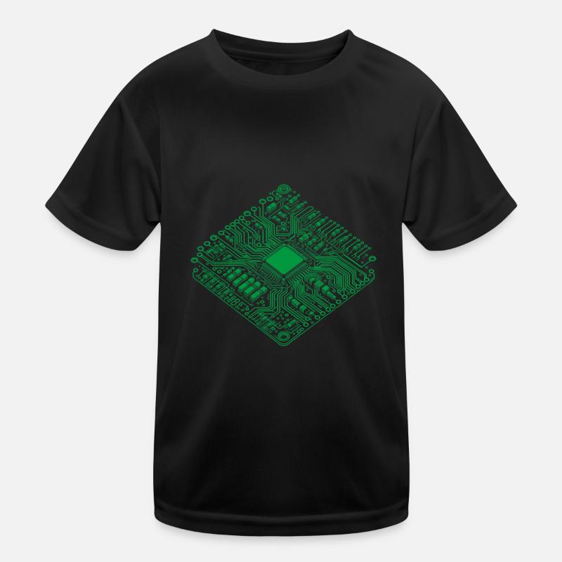 Anatomical CPU & PCB - Cool Computer Scientists - Kids Functional T-Shirt - black