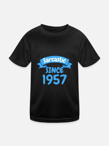 66 years birthday gift sarcastic since 1957 - Kids Functional T-Shirt - black - Front