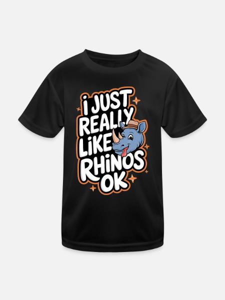 Nashorn Rhinozeros - Kinder Funktions-T-Shirt - Schwarz - Vorne