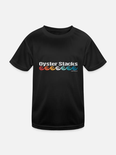 Oyster Stacks - Kinder Funktions-T-Shirt - Schwarz - Vorne