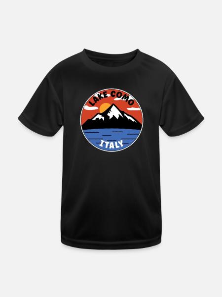 comer See | Italien | See und Berg - Kinder Funktions-T-Shirt - Schwarz - Vorne