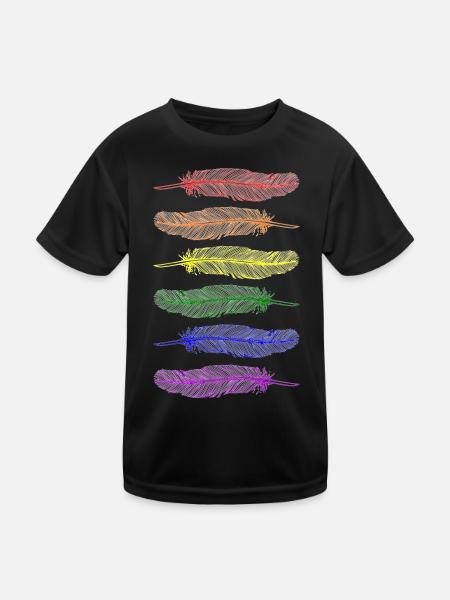 Feathers Rainbow - Kids Functional T-Shirt - black
