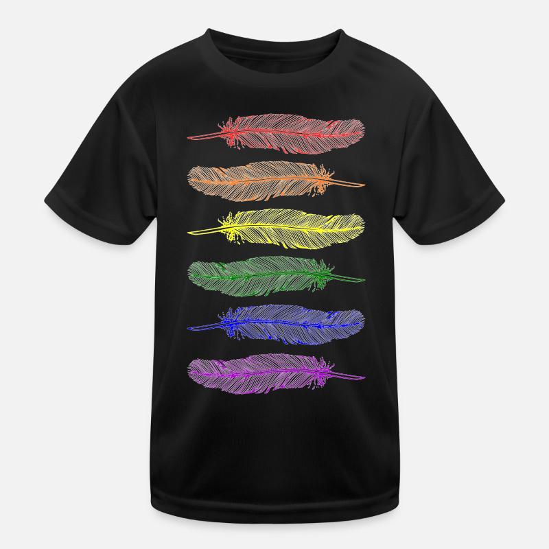 Feathers Rainbow - Kids Functional T-Shirt - black