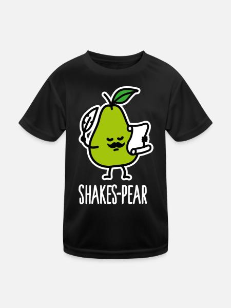 Shakes-Pear, Lustige Shakespeare Wortspiel Birne - Kinder Funktions-T-Shirt - Schwarz - Vorne