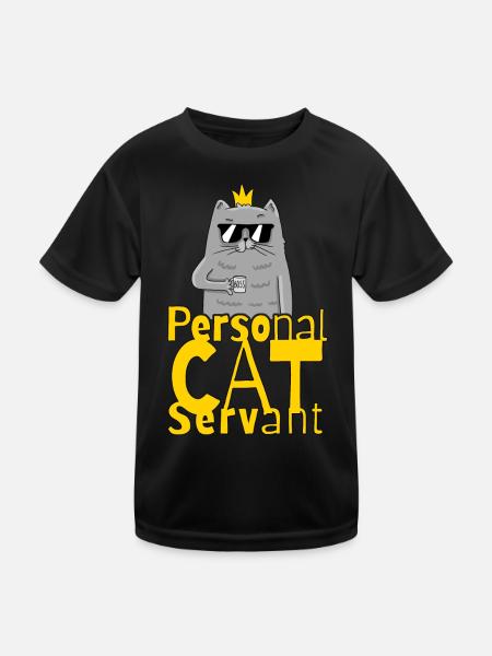 Personal Cat Servant Funny Kitten - T-shirt sport Enfant - noir - Devant