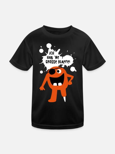 Monster große Klappe Großmaul Comic coole Quotes - Kinder Funktions-T-Shirt - Schwarz - Vorne