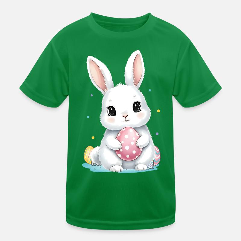 Un mignon lapin de Pâques avec un œuf de Pâques T-shirt sport Enfant