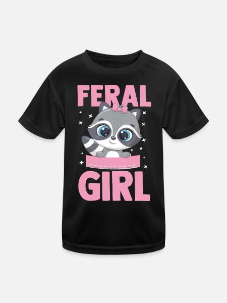 Feral Trash Panda Raccoon - Kids Functional T-Shirt - black - Front