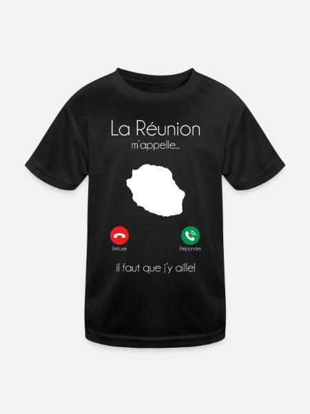 La Reunion M Appelle Il Faut Que J Y Aille T-Sh... - T-shirt sport Enfant - noir - Devant