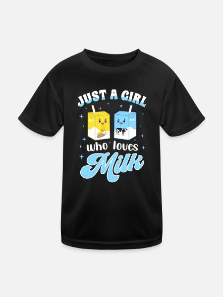 Just A Girl Who Loves Milk - Kinder Funktions-T-Shirt - Schwarz - Vorne