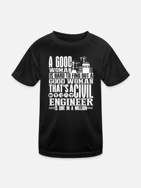 Femme fière d'ingénieur civil - T-shirt sport Enfant - noir - Devant