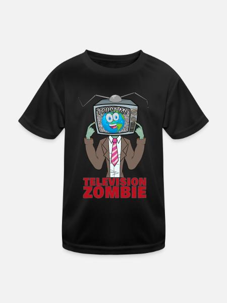 Television Zombie TV Zombie - Kinder Funktions-T-Shirt - Schwarz - Vorne