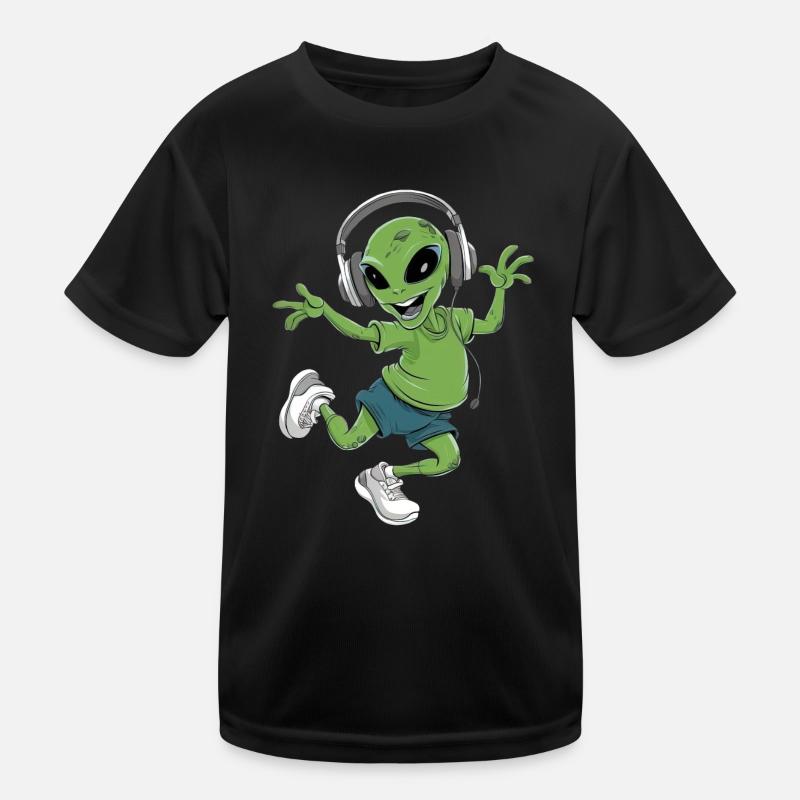 Alien Mit Kopfhörer Kinder Funktions-T-Shirt