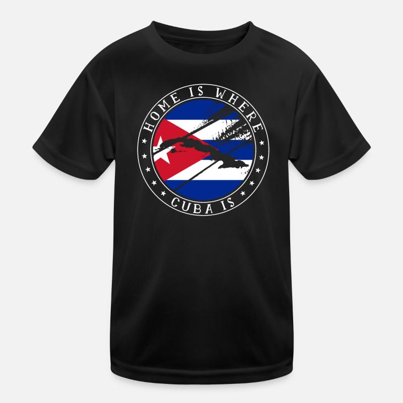 Cuba Flag Outline Caribbean Vacation Cuba Havana Kids Functional T-Shirt