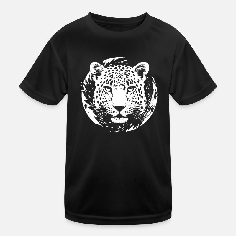 Leopard - Kinder Funktions-T-Shirt - Schwarz