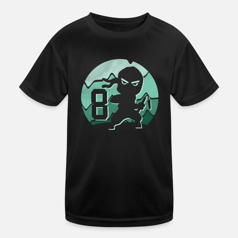 8 Jahre Junge 8. Geburtstag Kinder Ninja - Kinder Funktions-T-Shirt - Schwarz