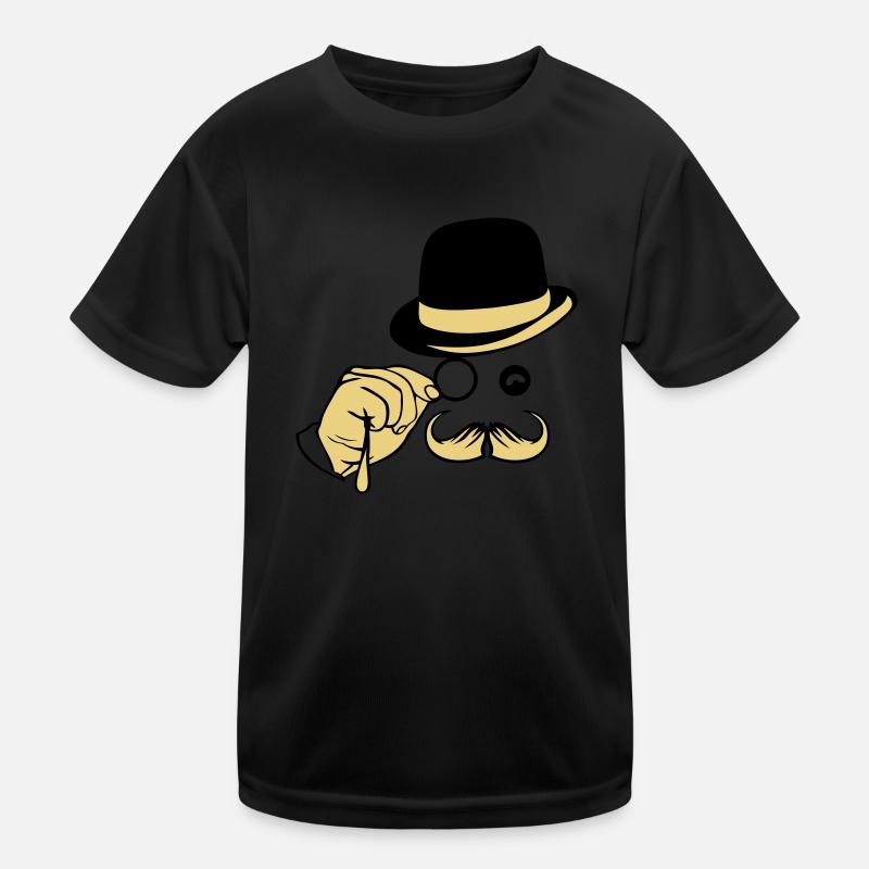 Lächeln Hut Monokel Schnurrbart Bowler Kinder Funktions-T-Shirt