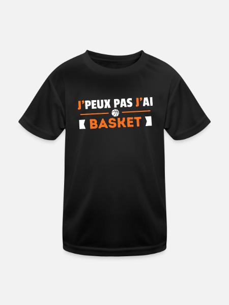 Je Peux Pas J'ai Basket Idée Cadeau Humour Sport - T-shirt sport Enfant - noir - Devant