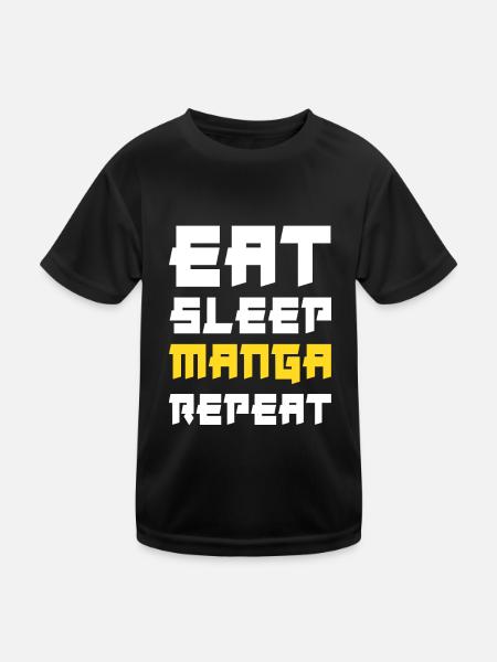 Manger du sommeil Manga Répéter - T-shirt sport Enfant - noir - Devant