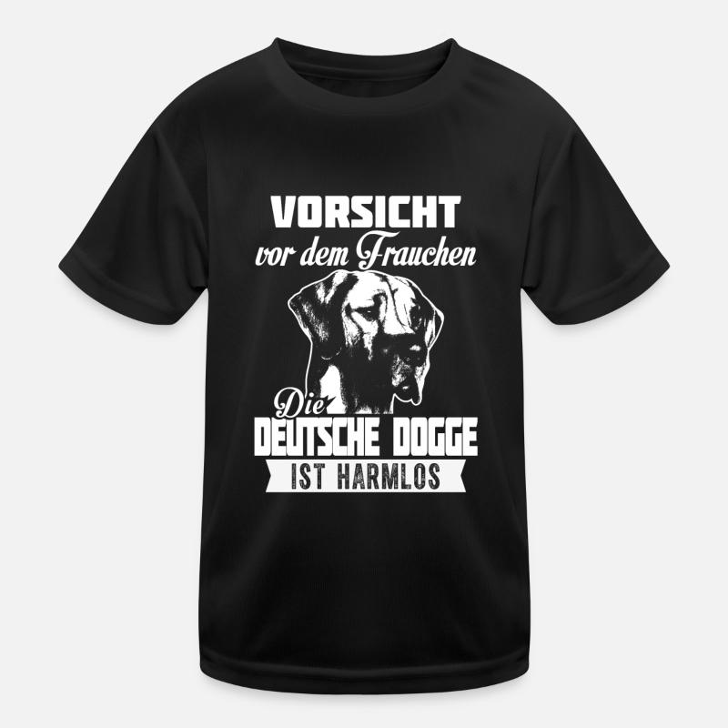 Die DEUTSCHE DOGGE ist harmlos - Kinder Funktions-T-Shirt - Schwarz