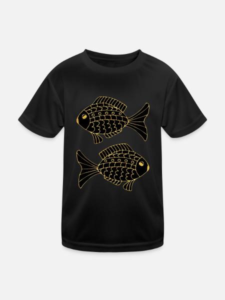 Fisch - Kinder Funktions-T-Shirt - Schwarz