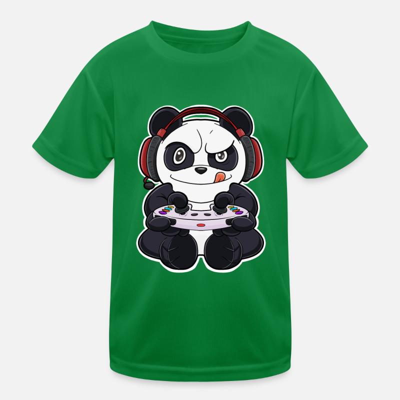 Panda With Gaming Controller I Funny Gaming I Kinder Funktions-T-Shirt