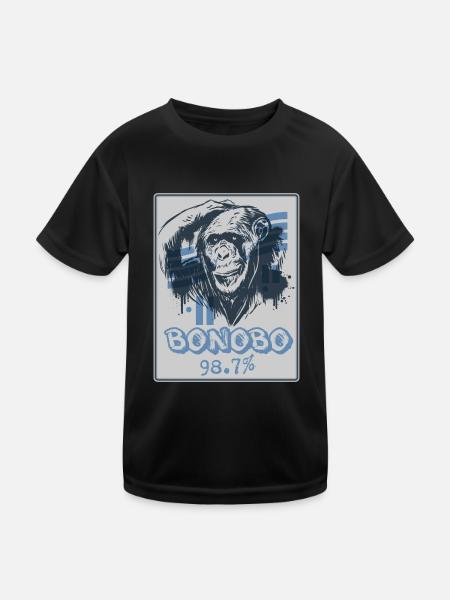 Lustiges Affe Schimpanse DNA - Kinder Funktions-T-Shirt - Schwarz - Vorne
