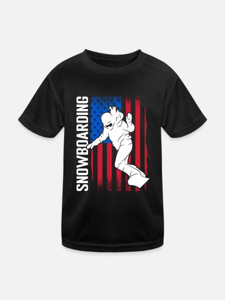 Snowboarder Snow Ski Holiday Pistensau - Kids Functional T-Shirt - black - Front