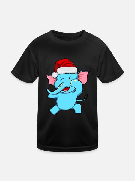 Zoo Animal Cadeau Dabbing Père Noël Eléphant - T-shirt sport Enfant - noir - Devant