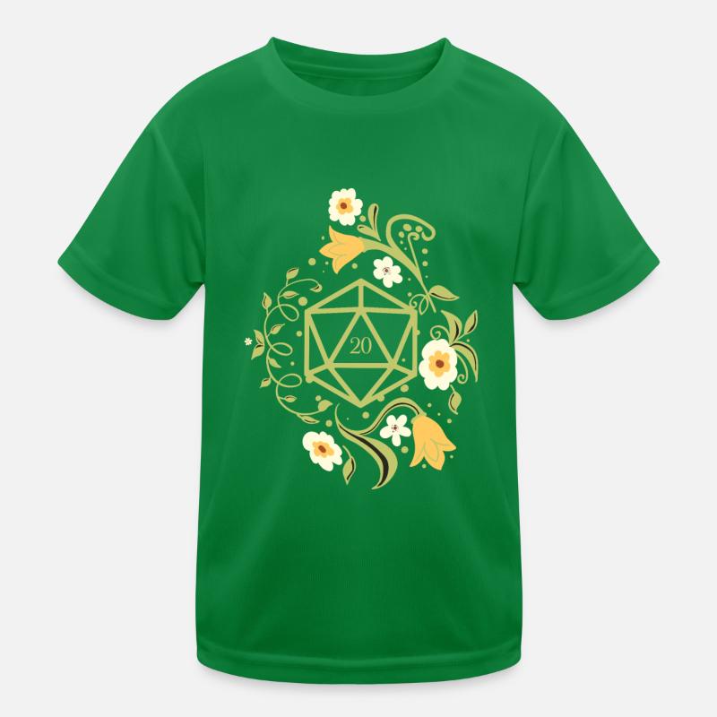 Druid D20 Dice Plants and Flowers Tabletop RPG Kids Functional T-Shirt