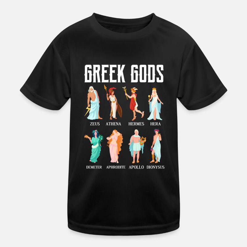 greek gods colour figures Design for a main greek Kids Functional T-Shirt