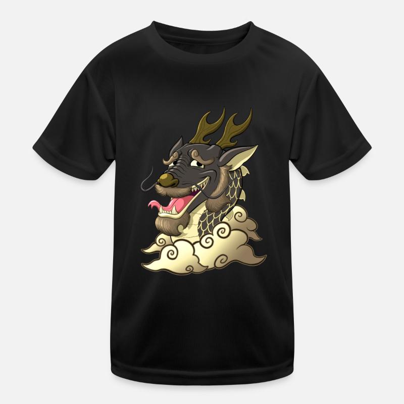 Lustiger schwarzer Drache Kinder Funktions-T-Shirt