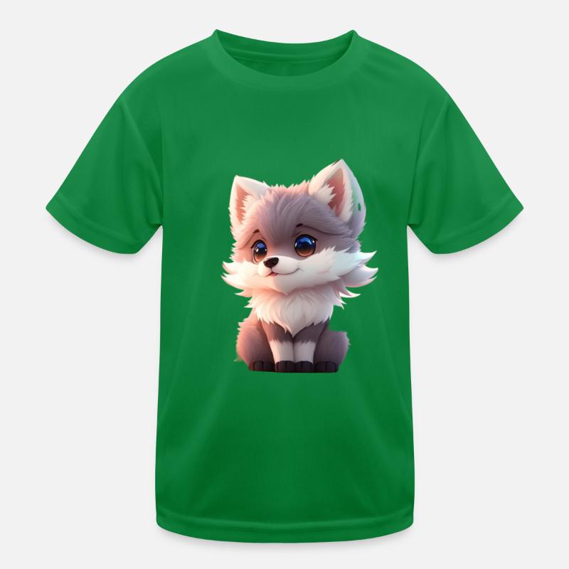 Cute Tiny Hyperrealistic Anime Wolf Tee, Pet Kids Functional T-Shirt