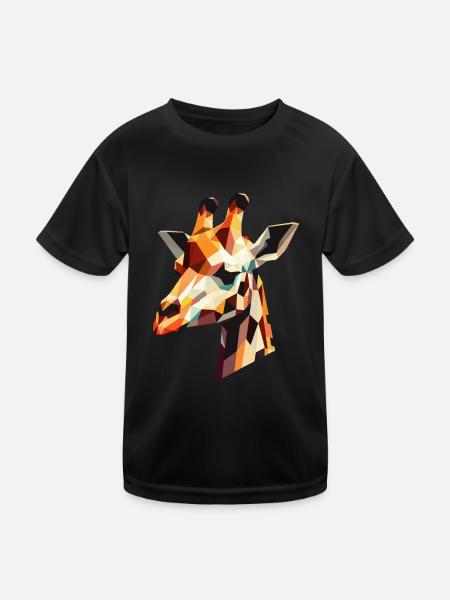 Tête de girafe géométrique - T-shirt sport Enfant - noir