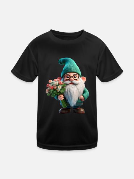 Gartenzwerg Valentinstag - Kinder Funktions-T-Shirt - Schwarz