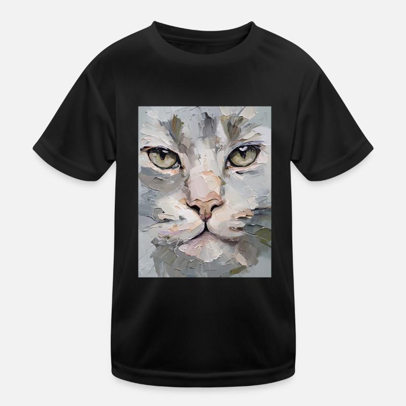 Luchs Gemälde Ölfarben Geschenk Kinder Funktions-T-Shirt