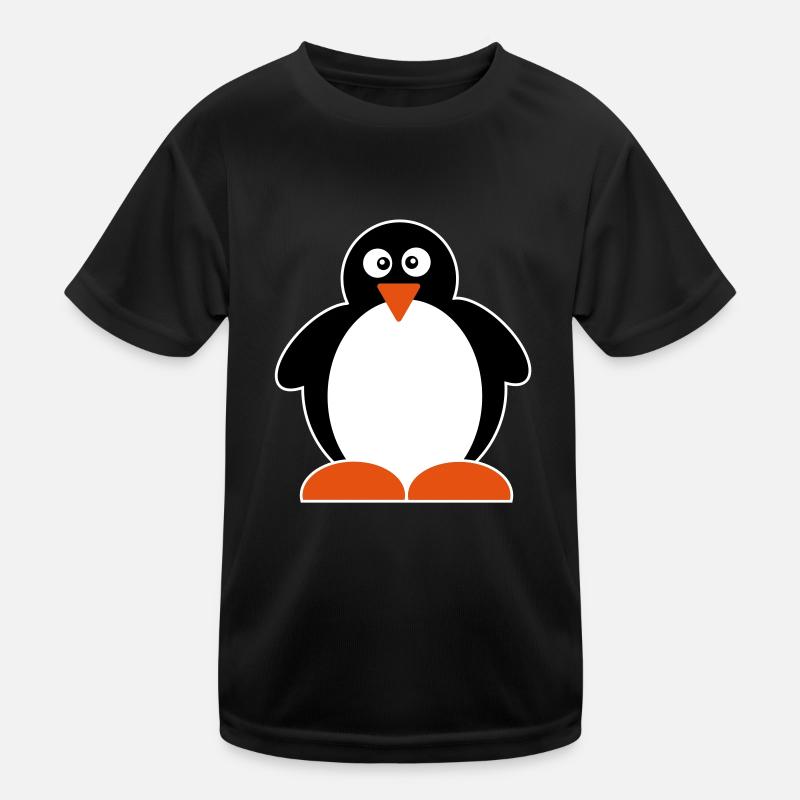 Pinguin - Kinder Funktions-T-Shirt - Schwarz