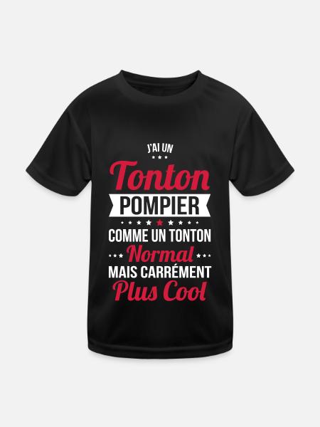 J'ai un tonton pompier plus cool - T-shirt sport Enfant - noir - Devant