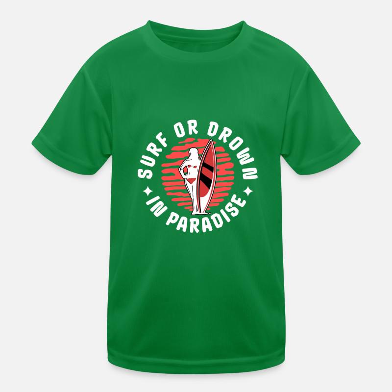 Retro Surfing Mädchen Surfen oder Ertrinken Sonnenuntergang Kinder Funktions-T-Shirt