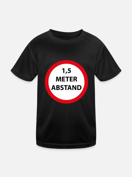 1,5 Meter Abstand Corona Fahrrad Virus Geschenk - Kinder Funktions-T-Shirt - Schwarz - Vorne