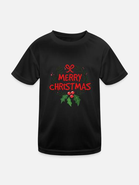 Frohe Weihnachten - Kinder Funktions-T-Shirt - Schwarz - Vorne
