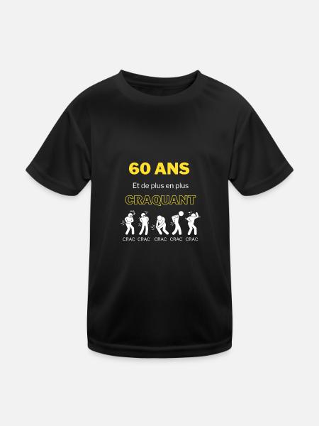 60 ans et de plus en plus craquant Humour - T-shirt sport Enfant - noir - Devant