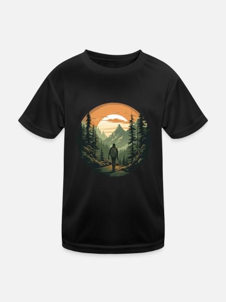 Forest Nature Trekking Adventure - Kids Functional T-Shirt - black - Front