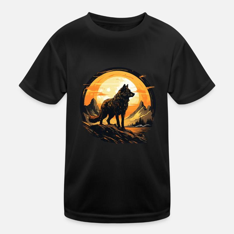 Geschenk Wikinger Wolf Krafttier Schamane Odin Kinder Funktions-T-Shirt