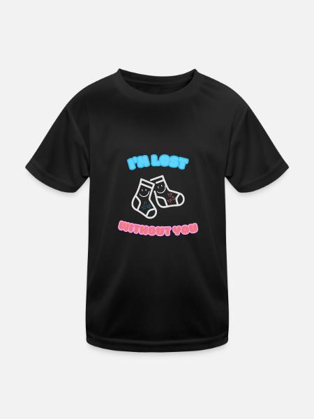 I'm lost without you amour I love you socks - Kids Functional T-Shirt - black - Front