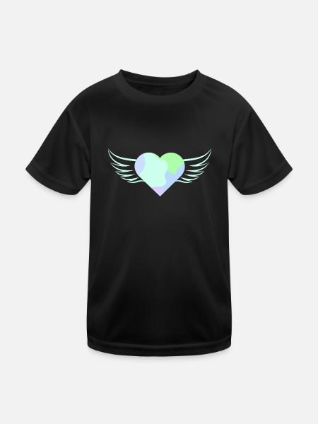 Pastel Heart with Wings - ApriNoeScor - Kids Functional T-Shirt - black