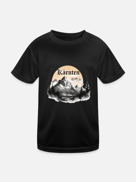 Carinthia with mountains and landscape, Carinthian mountains - Kids Functional T-Shirt - black - Front
