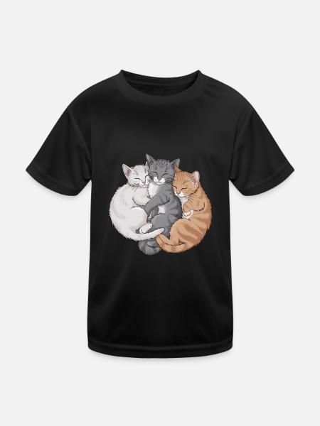 Niedliche Katzen schmusen zusammen für - Kinder Funktions-T-Shirt - Schwarz - Vorne