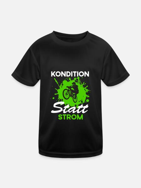 Fahrrad Kondition statt Strom - Kinder Funktions-T-Shirt - Schwarz - Vorne